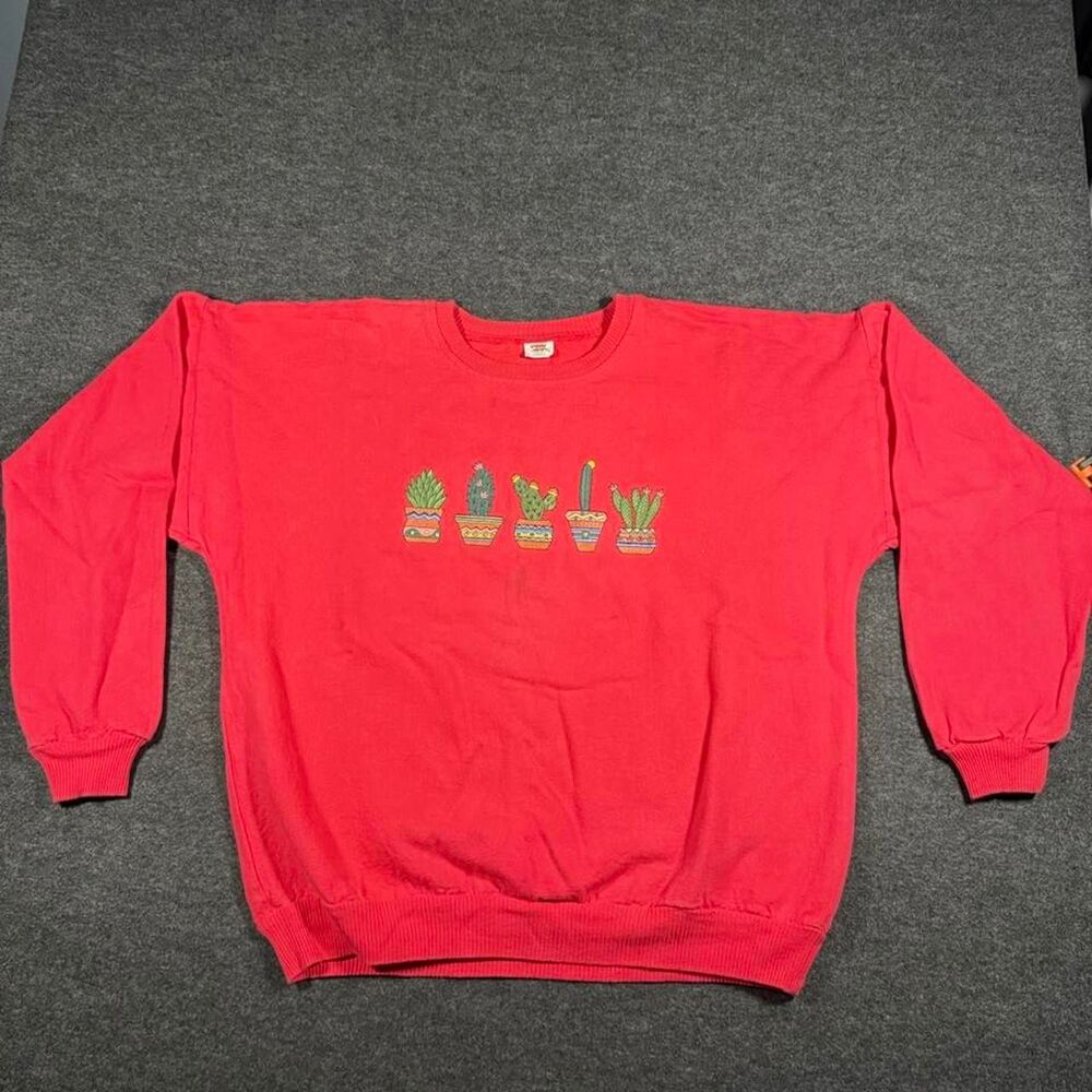 Vintage 90s Crazy Shirts Hawaii Cactus Potted Plants Embroidered Crewneck XL